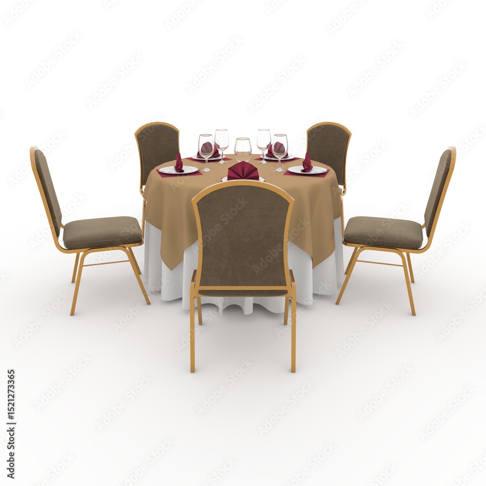 Obraz premium 3d render Banquet Table and Chair design element Furniture