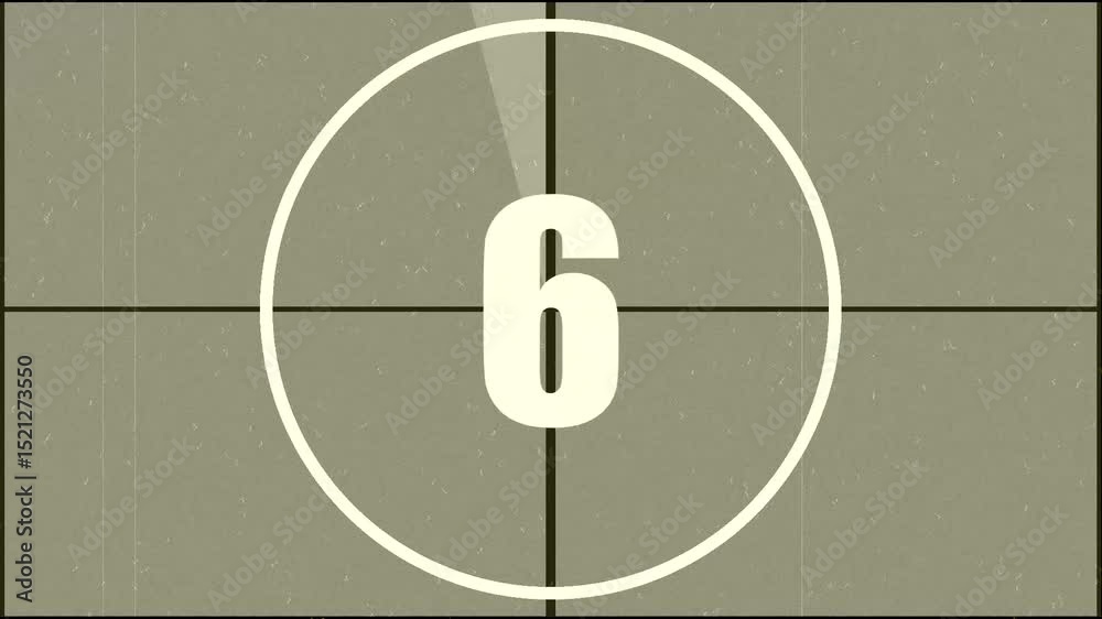 Countdown 4K animation movie ( 10 sec ) , Old film motif. 0 to 10 countdown video animation