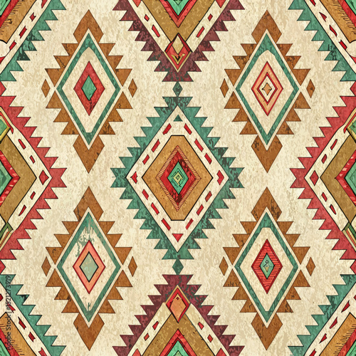 Vector. Seamless Hand-Painted Tribal Pattern in Earthy Tones – Indigenous Art-Inspired Geometric Design