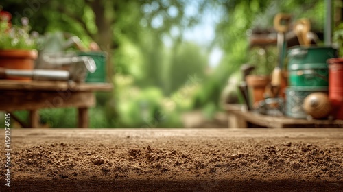 Wallpaper Mural freshly tilled soil surface with blurred garden and tools in background Torontodigital.ca
