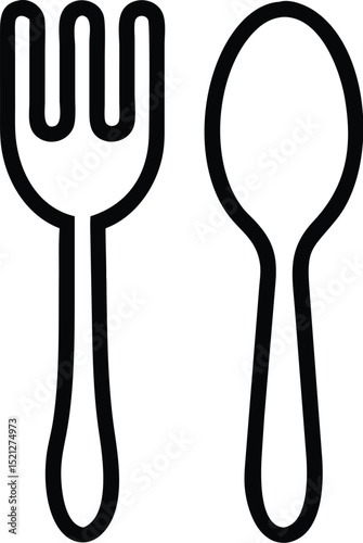 Fork and spoon icon vector illustration for restaurant cafe kitchen cutlery food design element