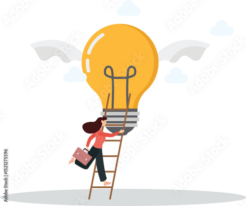 Creative idea, inspiration or imagination to create new innovative work, opportunity or wisdom concept.flat characters.