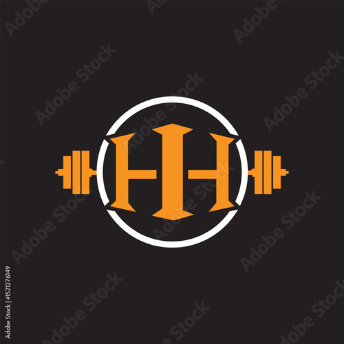 Letter HH Barbell logo Vector