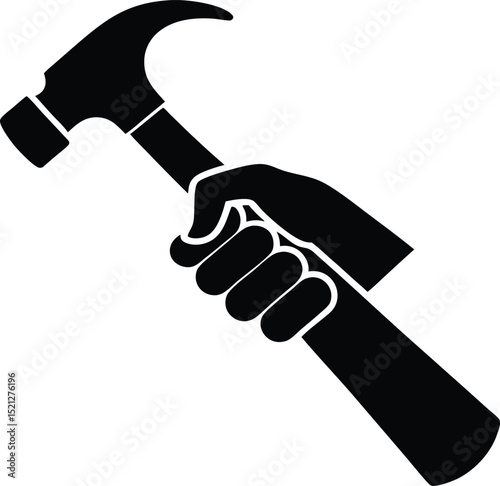 hand holding hammer vector