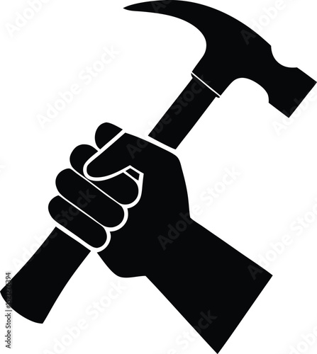 hand holding hammer vector