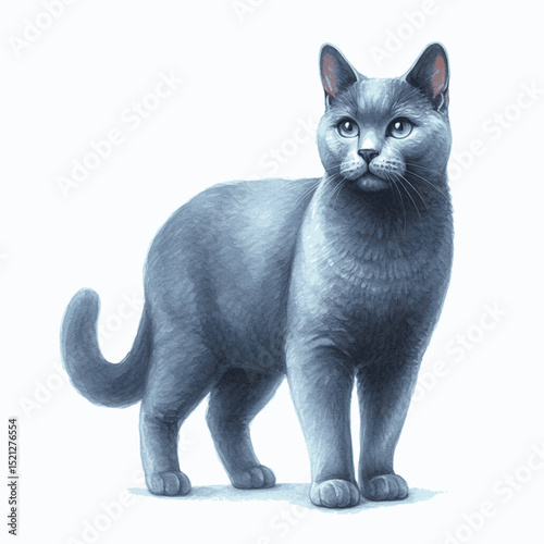 Emerald Silence Cat Russian Blue isolated watercolor vector illustration svg