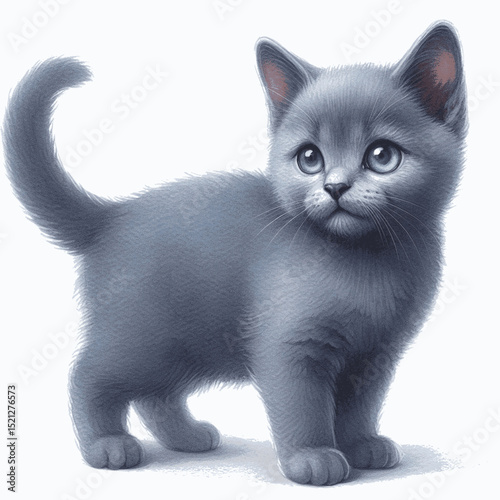 Silver Mist Muse Cat Russian Blue isolated watercolor vector illustration svg