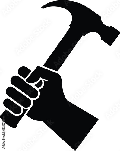 hand holding hammer vector 