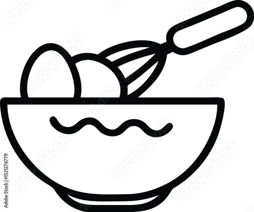 Egg whisking bowl icon vector illustration for cooking baking recipe preparation design element