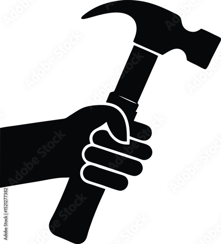 hand holding hammer vector 
