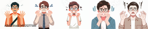 vector man with glasses expression scared