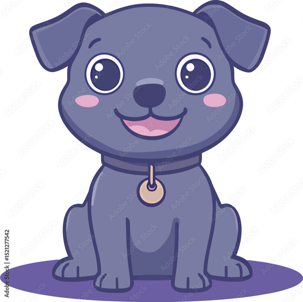 Fototapeta premium Adorable cartoon puppy with big eyes and a happy expression, ready for fun.