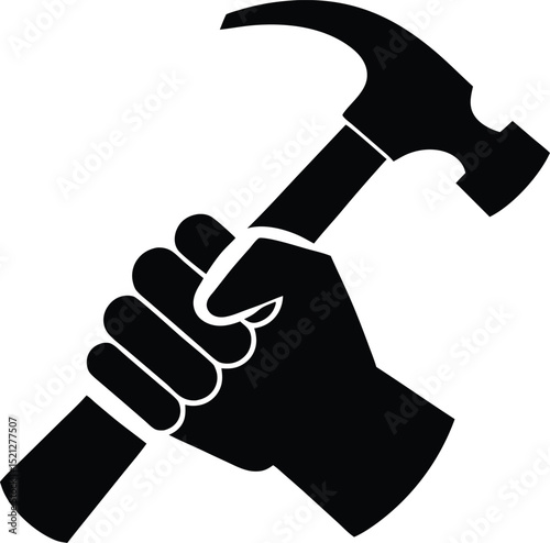 hand holding hammer vector 