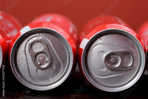 Cool can soft drink with red background