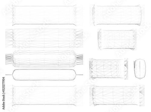 A set of different Snack are drawn in black. The Snack are all same sizes and are arranged in a grid. The Snacks are all rectangles