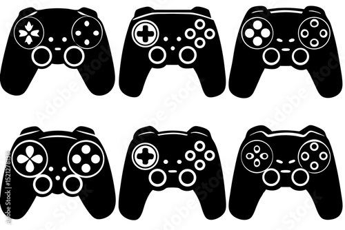Six stylish gamepad icons perfect for game design branding app interfaces and digital projects offering scalable vector graphics for versatile use