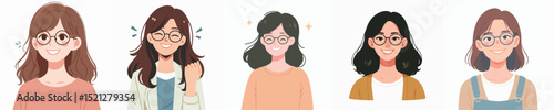 vector woman wearing glasses happy expression