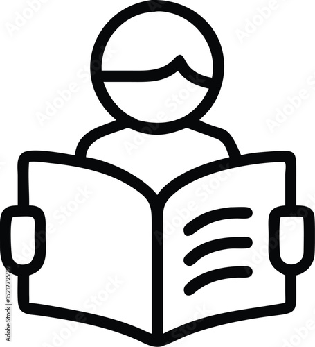 Illustration of a person reading a book for education, learning, and literacy promotion design