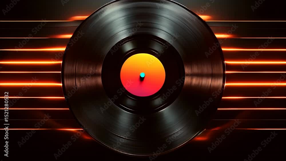 Vinyl record with a red disk