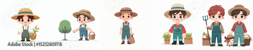 vector character boy dressed as a farmer