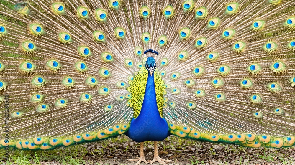 Obraz premium Peacock displaying plumage, park, courtship, nature