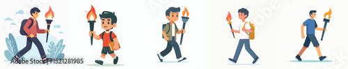 young man carrying a torch