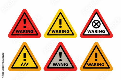 Warning Signs in Different Colors and Symbols Collection warning signs with different symbols colors warning signs safety signs triangle signs caution signs danger signs traffic