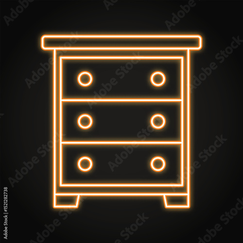 Wooden dresser neon line icon