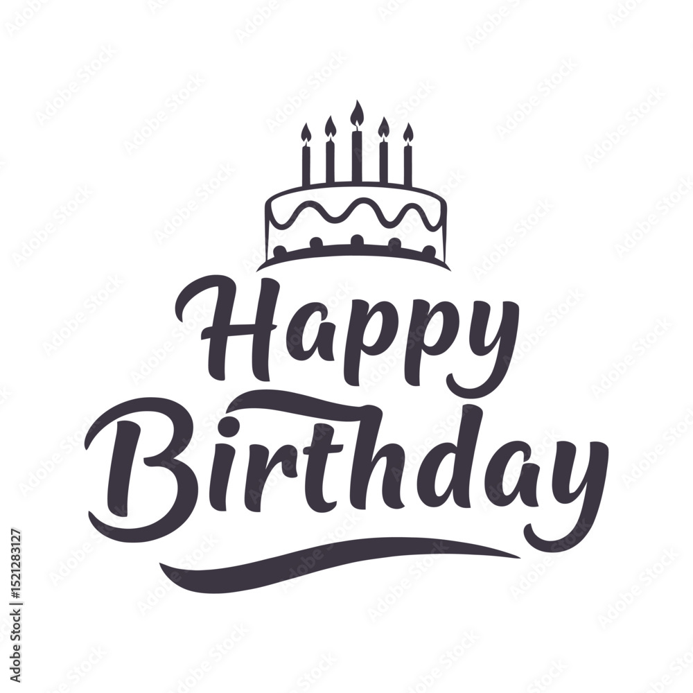 Obraz premium Happy Birthday Lettering Typography For t-shirt, Poster, Sticker, and Card. Vector Illustration