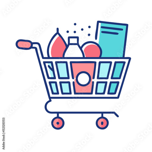Fat Body, Diet, Junk Food & Fitness Icon Illustration Vector