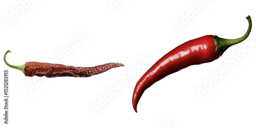 PNG Two vibrant chili peppers stand against a transparent background.