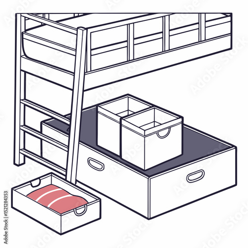 Fun bunk bed with storage drawers and pillows in a children's room design