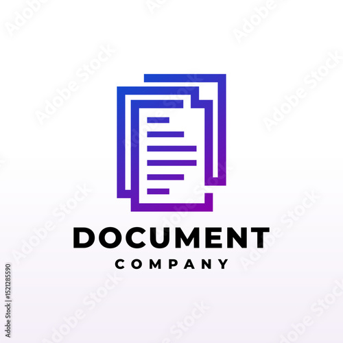 an illustration of a three documents. logo template for documents software. technology logo.