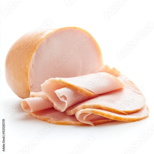 Turkey breast deli meat isolated on clean white background