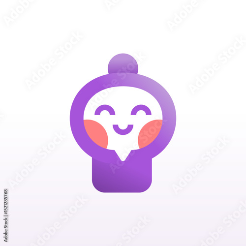 A modern illustration of a baby with negative space forming a chat bubble. Suitable as a logo for messaging or chat apps.