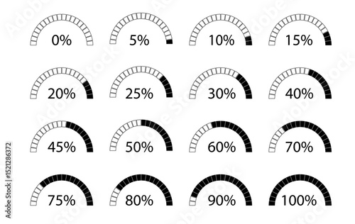 Circular 100 percent pie chart, Grey ring filling template, Circle section graph, Round pie chart