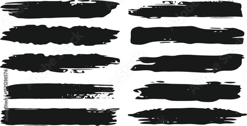 Set of Grunge Brush Strokes, Brush strokes vector. brush. Set of text boxes. Paintbrush collection. Grunge design elements. Dirty texture banners. Set of rectrangle shape brush strokes
