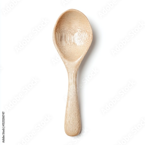 Wooden spoon isolated on clean white background