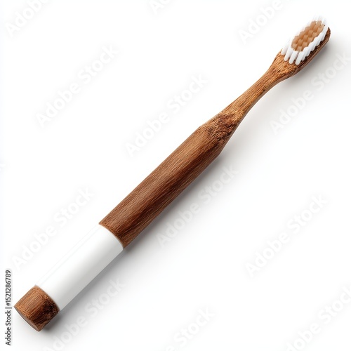 Wooden toothbrush isolated on clean white background