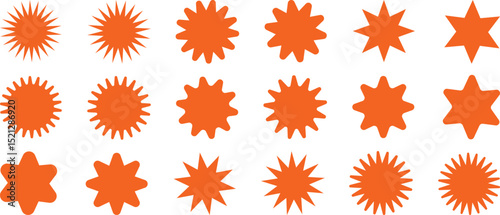 Starburst sale price stickers and labels. Set of price stickers, sale or discount stickers, and sunburst badge icon. Special offer price tag. Blank sale sticker