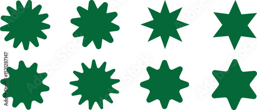 Set of greens starburst, sunburst badges. Design elements - best for sale sticker, price tag, quality mark. Flat  isolated on white background. vector illustration