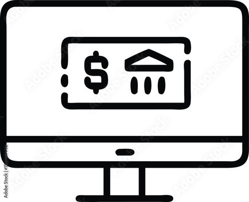 Online banking computer screen icon for internet finance and digital banking solutions access