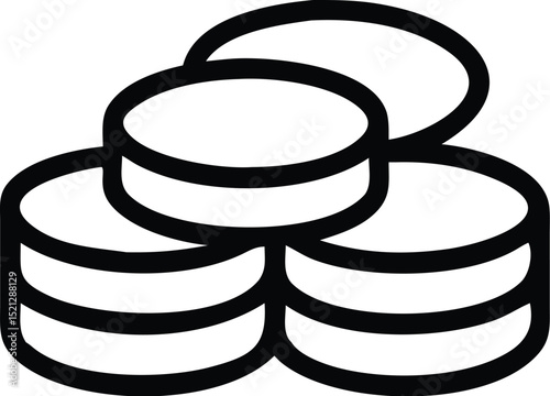 Pile of coins vector illustration for finance and investment concept in outline style design