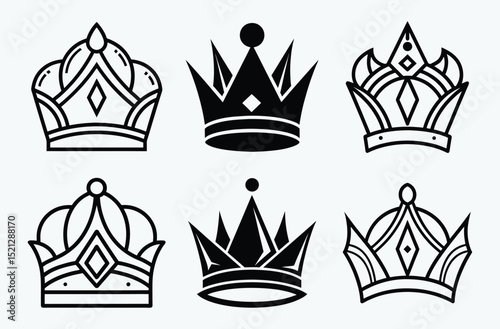 Crown silhouette icon, Crown vector set, royal crown vector, simple crown symbol, black crown design