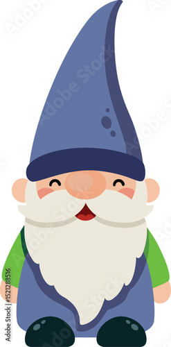 Happy Little Garden Gnome with Blue Hat