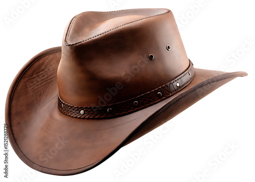   cowboy hat leather isolated on white background PNG photo