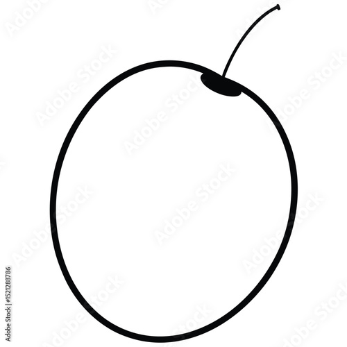 Simple Line Art Vector Illustration of a Plum Fruit Perfect for Design Projects, Websites, and More