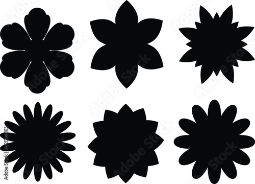 flower shape vector, floral icon set, flowers vector silhouette, symmetrical floral patterns, lotus, petals, abstract blossoms, nature design floral elements- vector stock