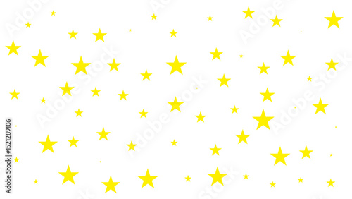 A scattered collection of yellow stars of various sizes against a white background, evoking a whimsical, celestial theme.