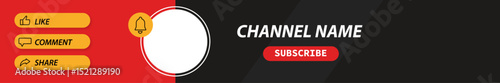 Editable Blank YouTube Banner Template in Black & Red Colors combination